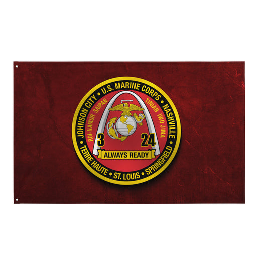 3/24 Marines Indoor Red USMC Wall Flag Tactically Acquired Default Title  