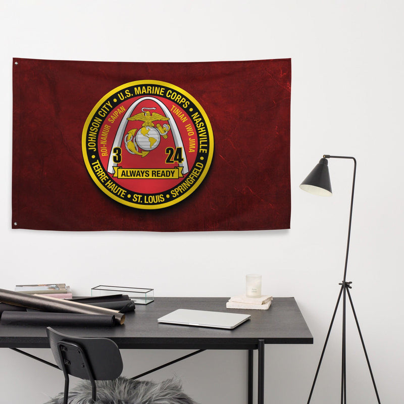 3/24 Marines Indoor Red USMC Wall Flag