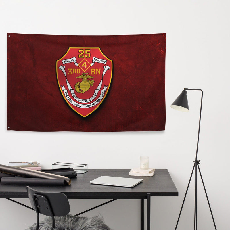 3/25 Marines Indoor Red USMC Wall Flag