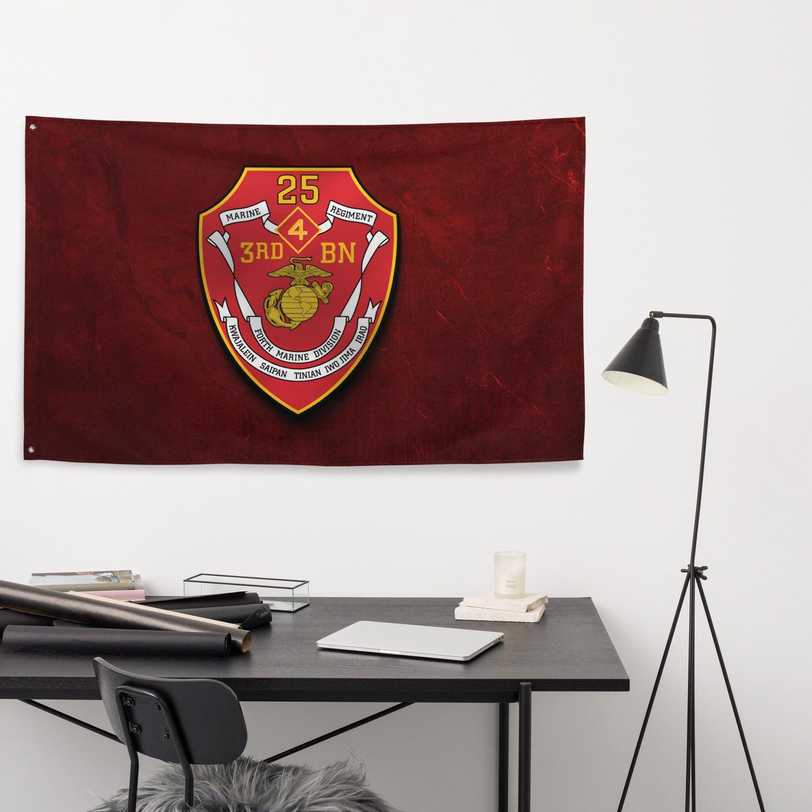 3/25 Marines Indoor Red USMC Wall Flag Tactically Acquired   