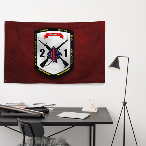 2/1 Marines Unit Logo Red Wall Flag Tactically Acquired   