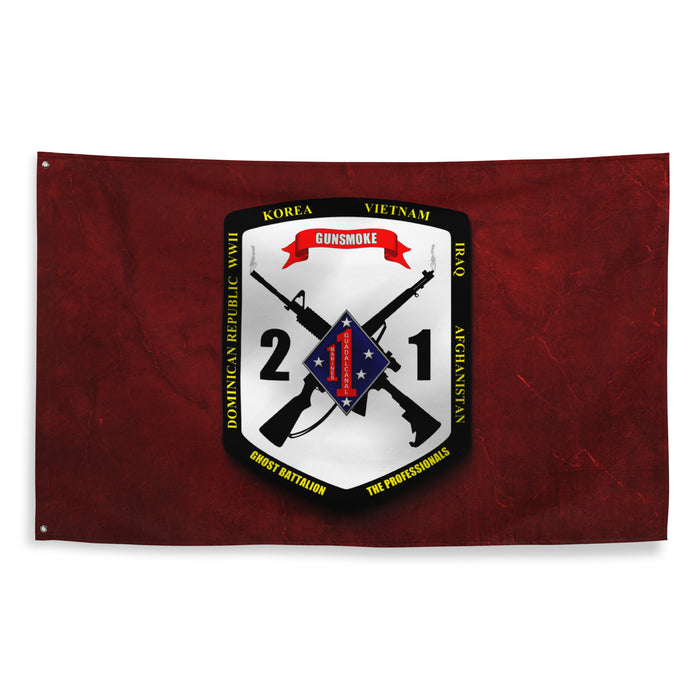 2/1 Marines Unit Logo Red Wall Flag Tactically Acquired   