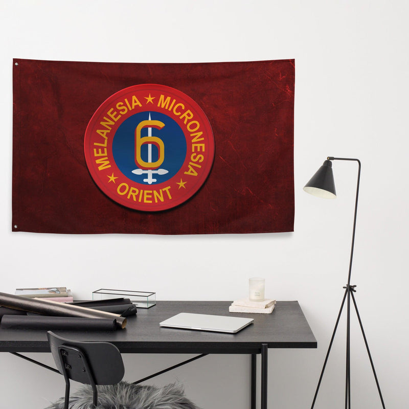 6th Marine Division Logo Red Flag
