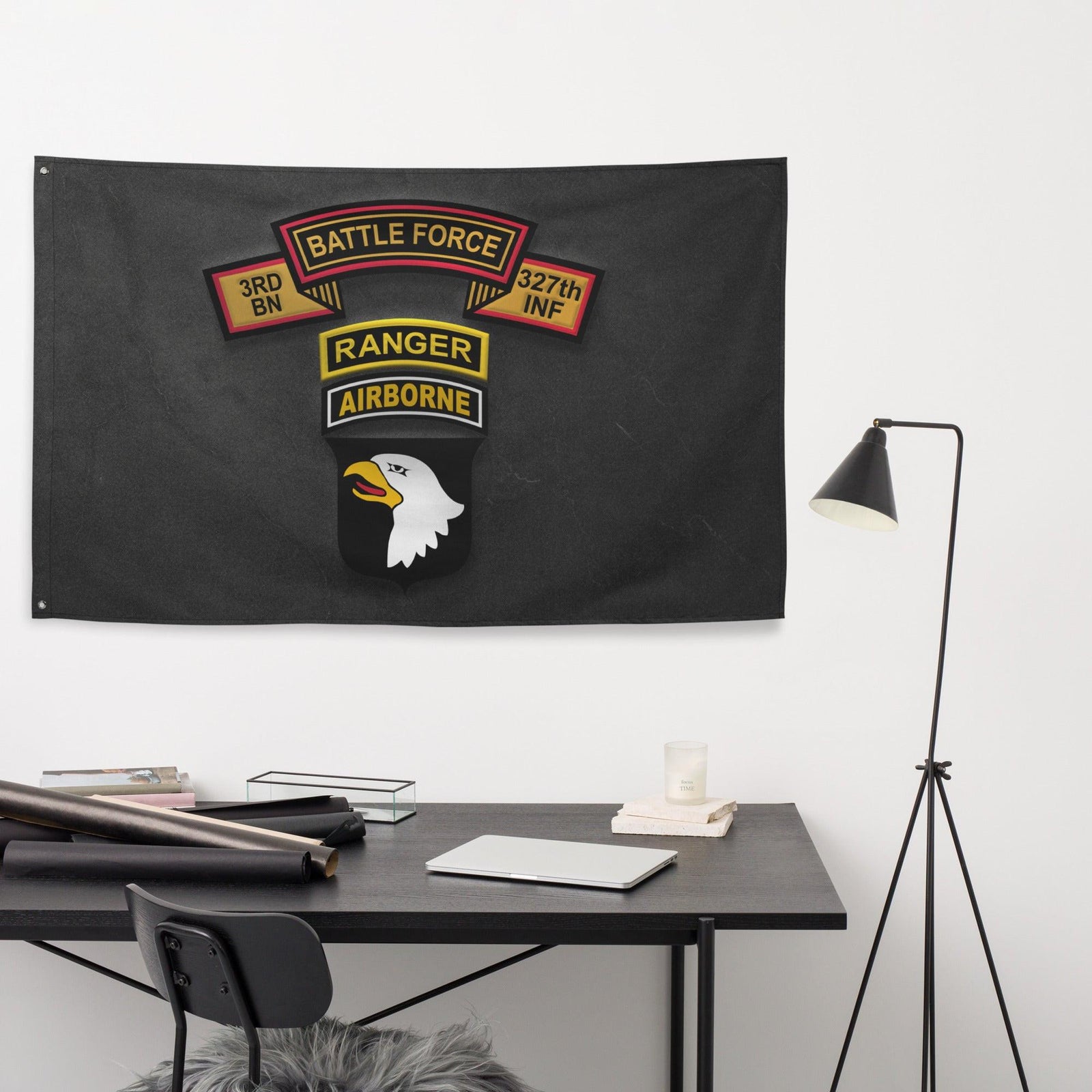 U.S. Army 3-327 Airborne 'Battle Force' Ranger Tab Flag Tactically Acquired   