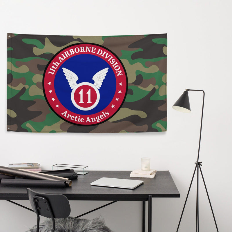 11th Airborne Division Emblem M81 Woodland Camo Flag