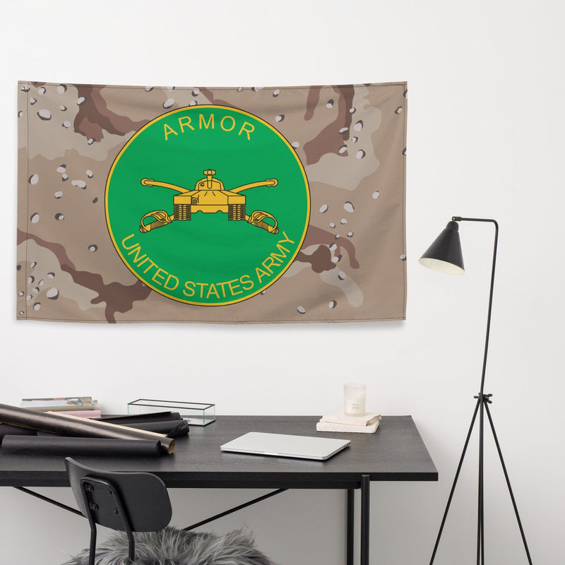 U.S. Army Armor Branch Plaque Chocolate Chip Camo Flag