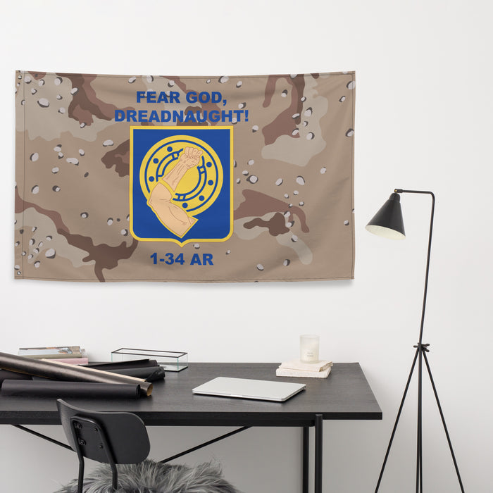 1st Battalion, 34th Armor Regiment (1-34 AR) Chocolate Chip Camo Flag Tactically Acquired   