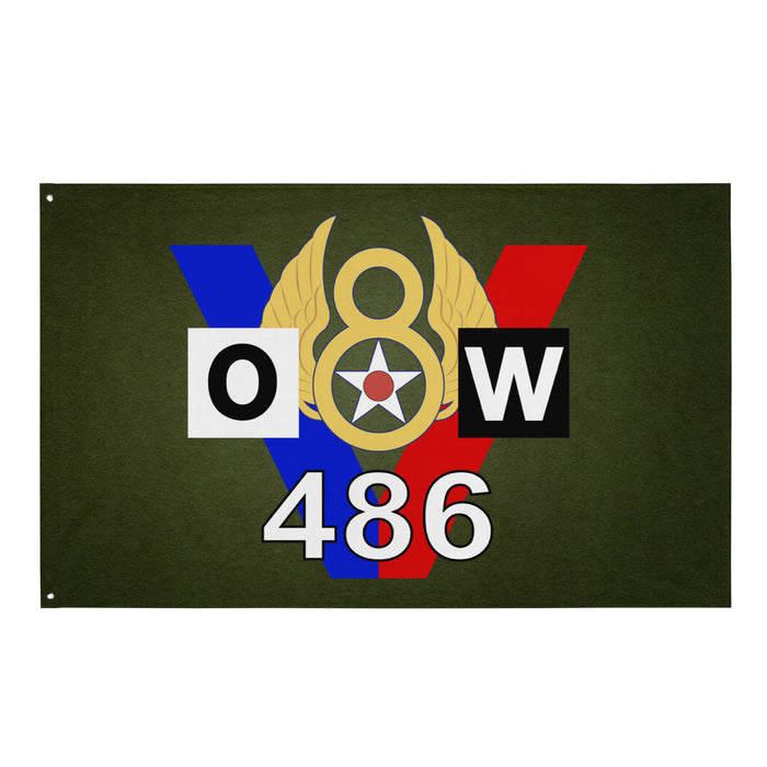 486th Bombardment Group WW2 Military Green Flag Tactically Acquired   