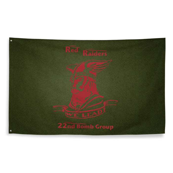 22nd Bomb Group "Red Raiders" WW2 Military Green Flag Tactically Acquired   