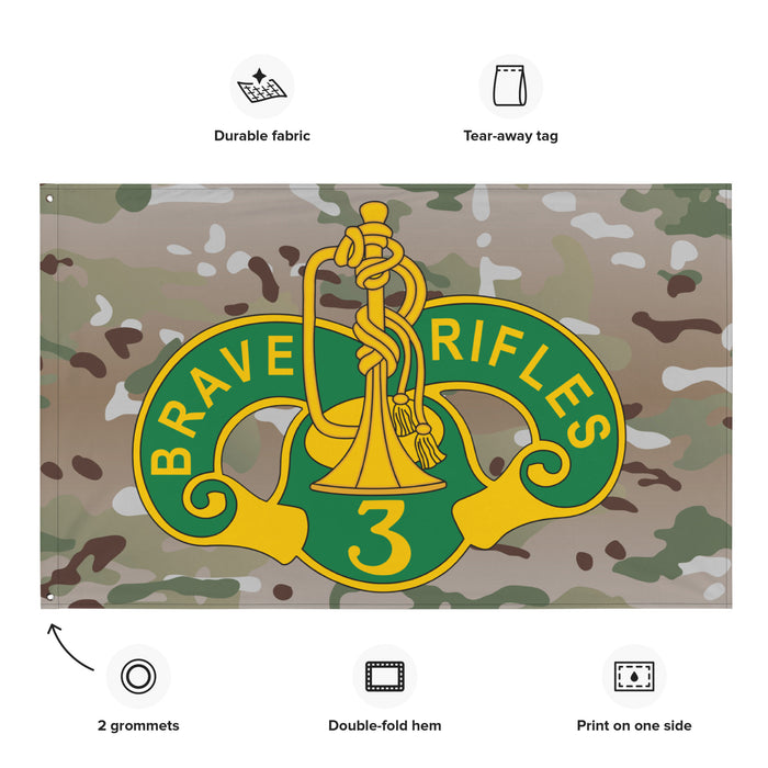 3d Cavalry Regiment Multicam Camo Wall Flag Tactically Acquired   
