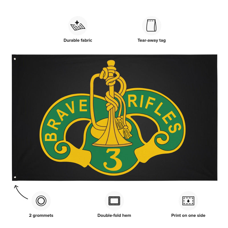 3d Cavalry Regiment Brave Rifles Black Wall Flag