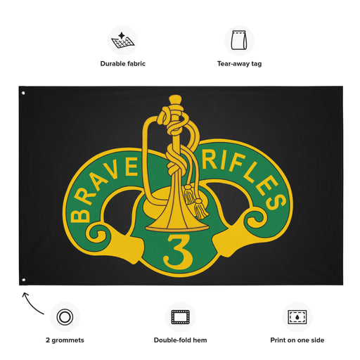 3d Cavalry Regiment Brave Rifles Black Wall Flag Tactically Acquired   