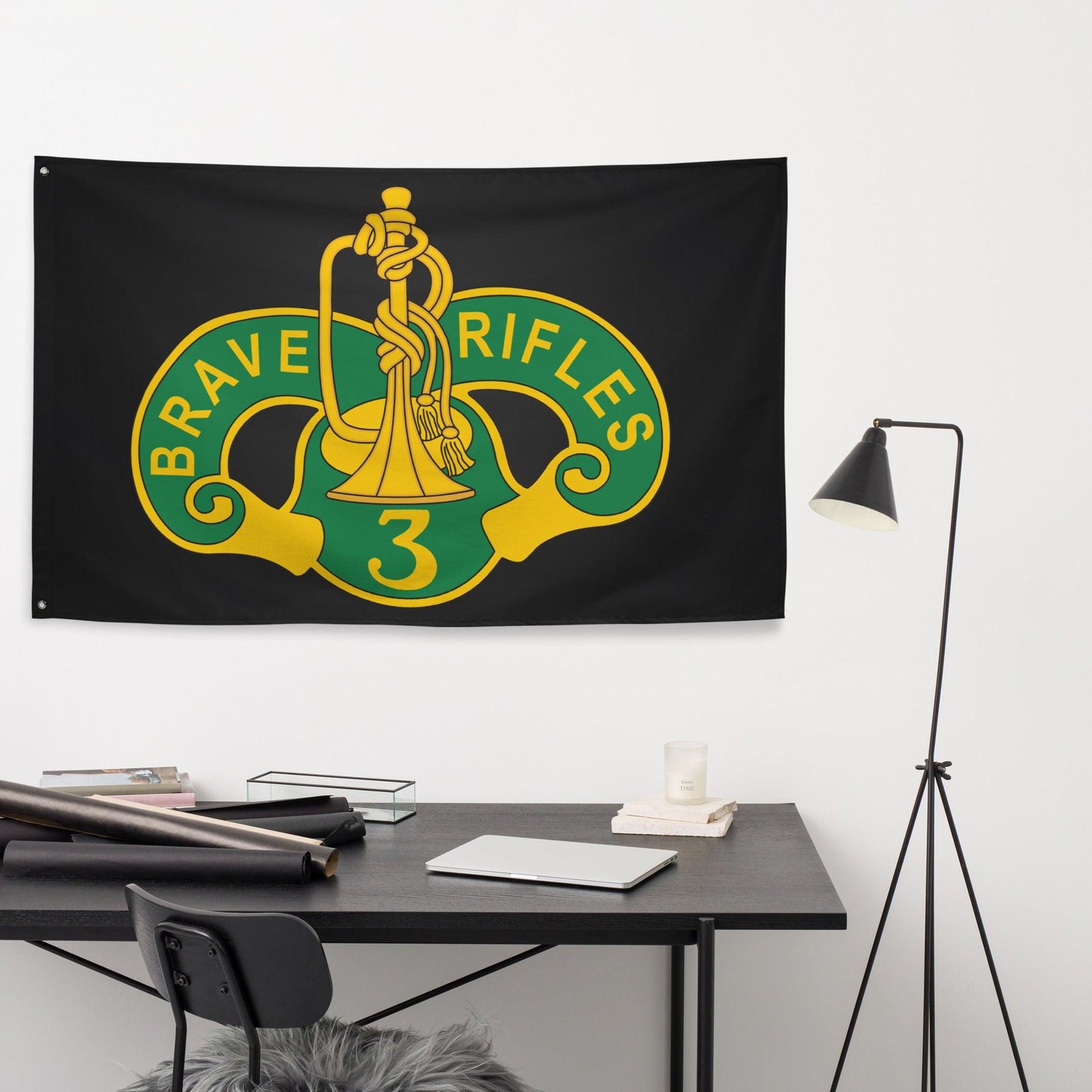 3d Cavalry Regiment Brave Rifles Black Wall Flag Tactically Acquired   