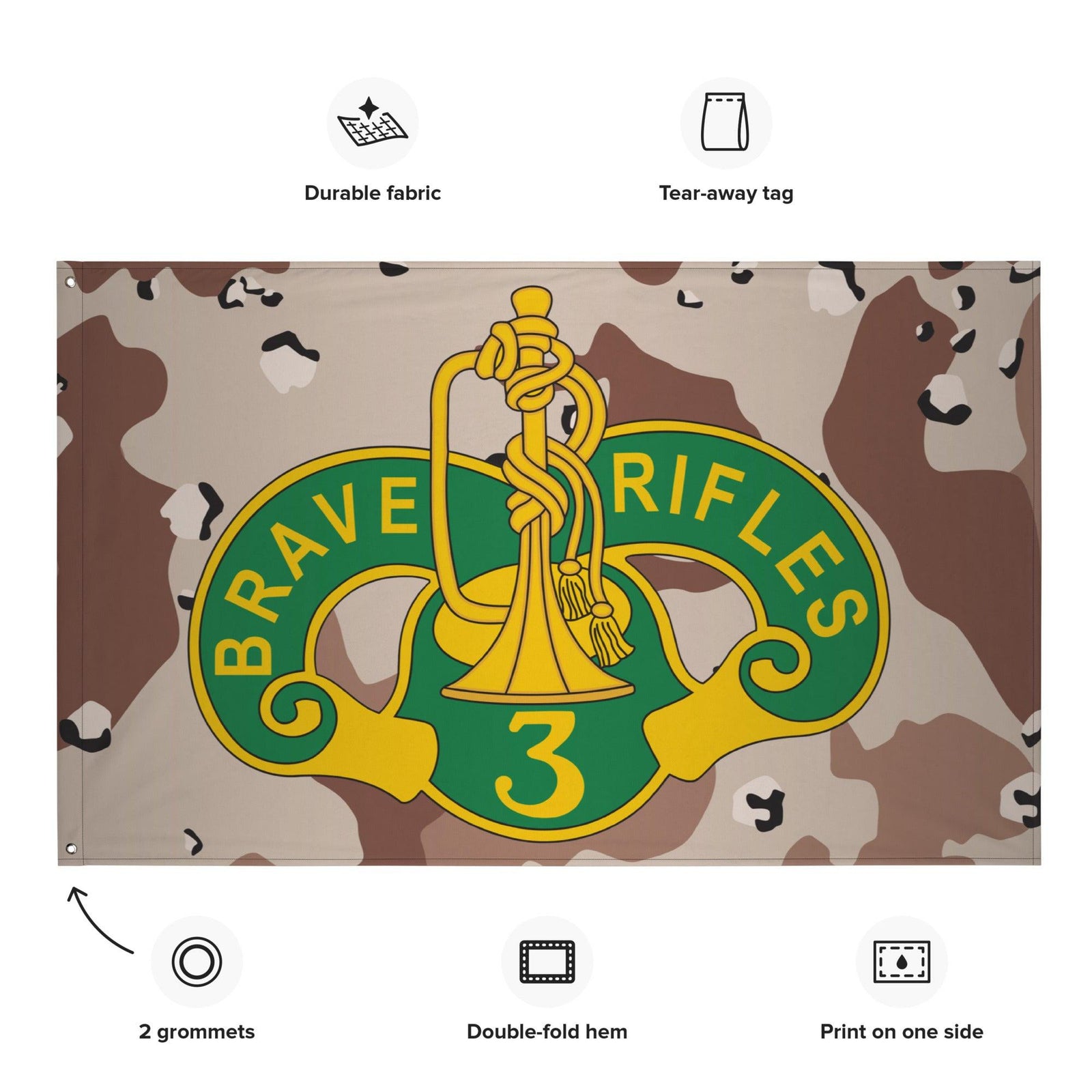 3d Cavalry Regiment Chocolate-Chip Camo Wall Flag Tactically Acquired   