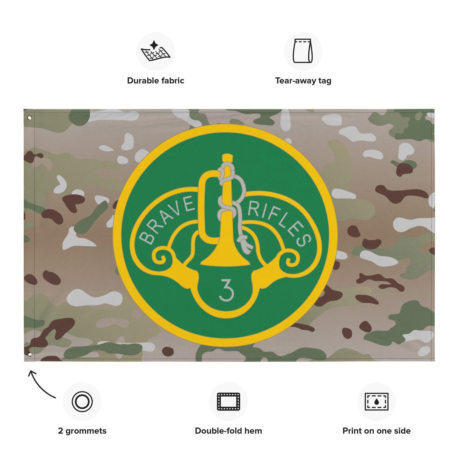 3d Cavalry Regiment SSI Multicam Camo Wall Flag Tactically Acquired   