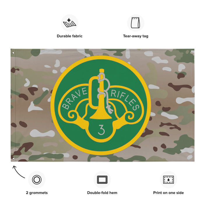 3d Cavalry Regiment SSI Multicam Camo Wall Flag Tactically Acquired   