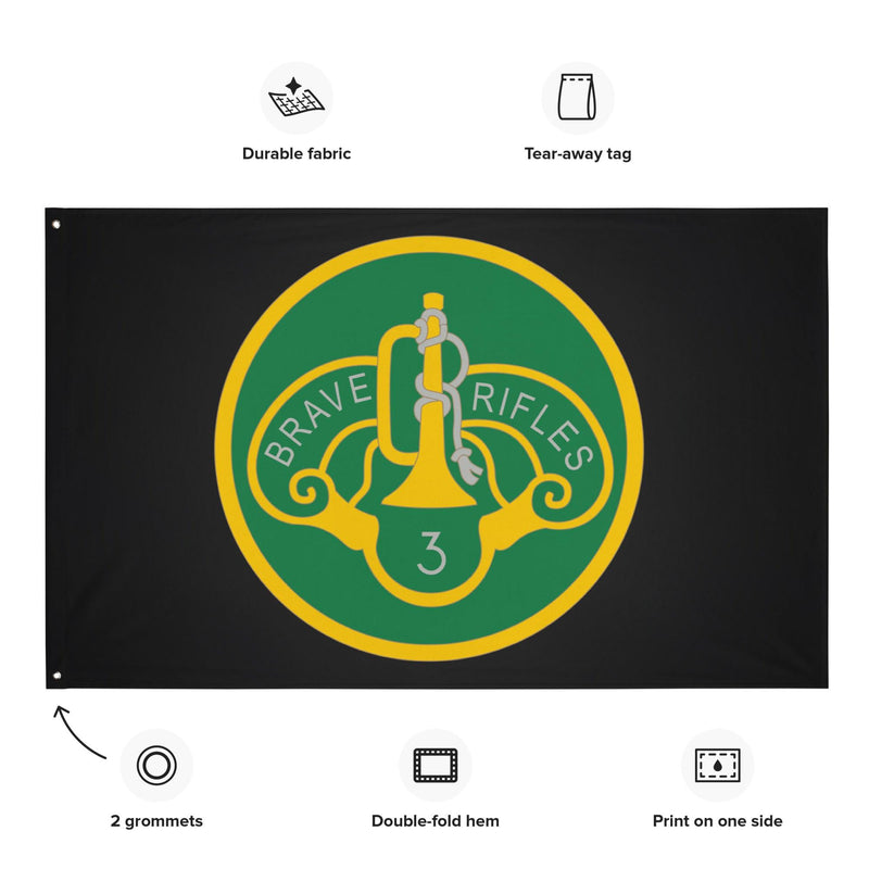 3d Cavalry Regiment SSI Black Wall Flag