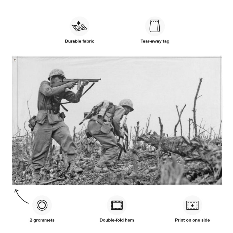 Marines Fightning on Okinawa WW2 USMC Flag