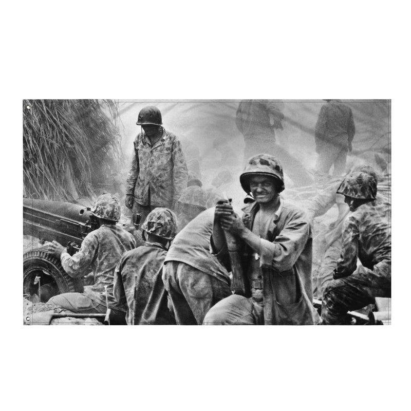 Marine Artillery during the Battle of Tarawa USMC WW2 Flag