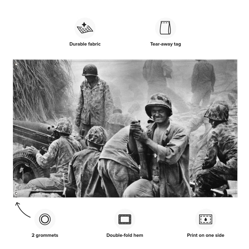 Marine Artillery during the Battle of Tarawa USMC WW2 Flag