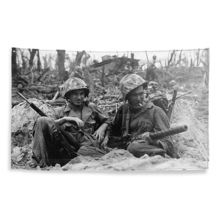 Marines Resting at Peleliu USMC WW2 Flag Tactically Acquired   