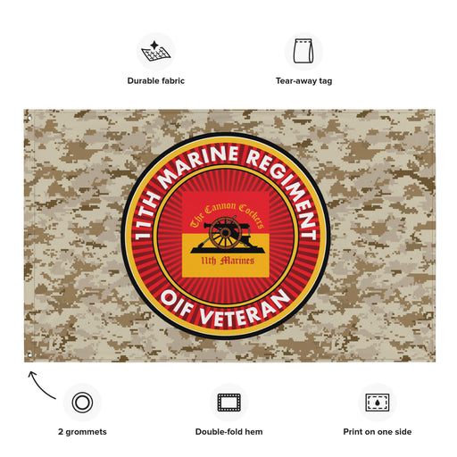 11th Marine Regiment OIF Veteran Emblem MARPAT Flag Tactically Acquired   