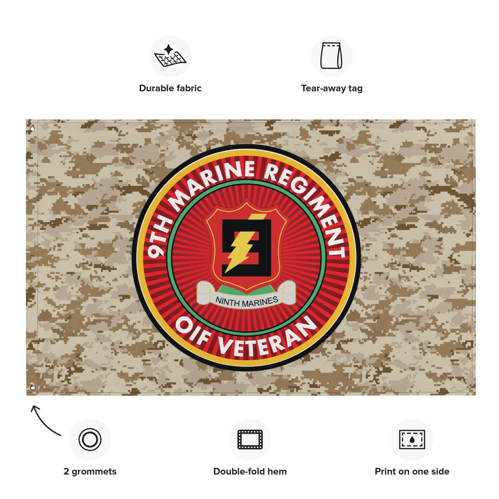 9th Marine Regiment OIF Veteran Emblem MARPAT Flag Tactically Acquired   