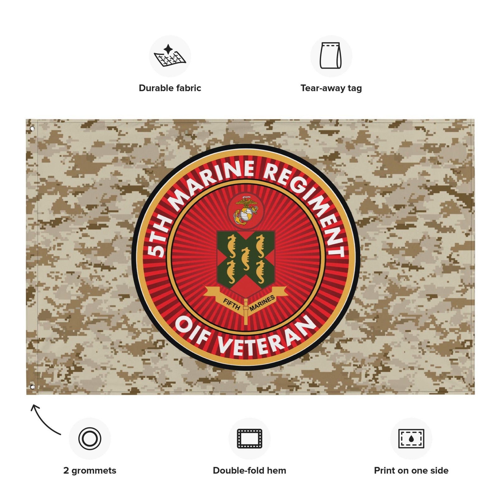 5th Marine Regiment OIF Veteran Emblem MARPAT Flag Tactically Acquired   