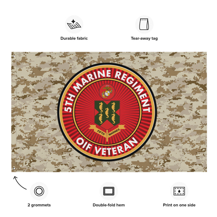 5th Marine Regiment OIF Veteran Emblem MARPAT Flag Tactically Acquired   