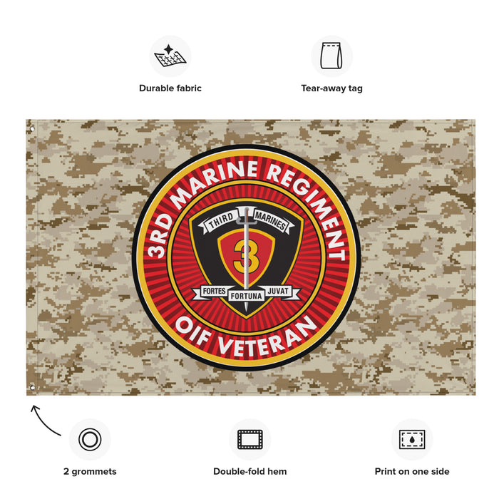 3rd Marine Regiment OIF Veteran Emblem MARPAT Flag Tactically Acquired   