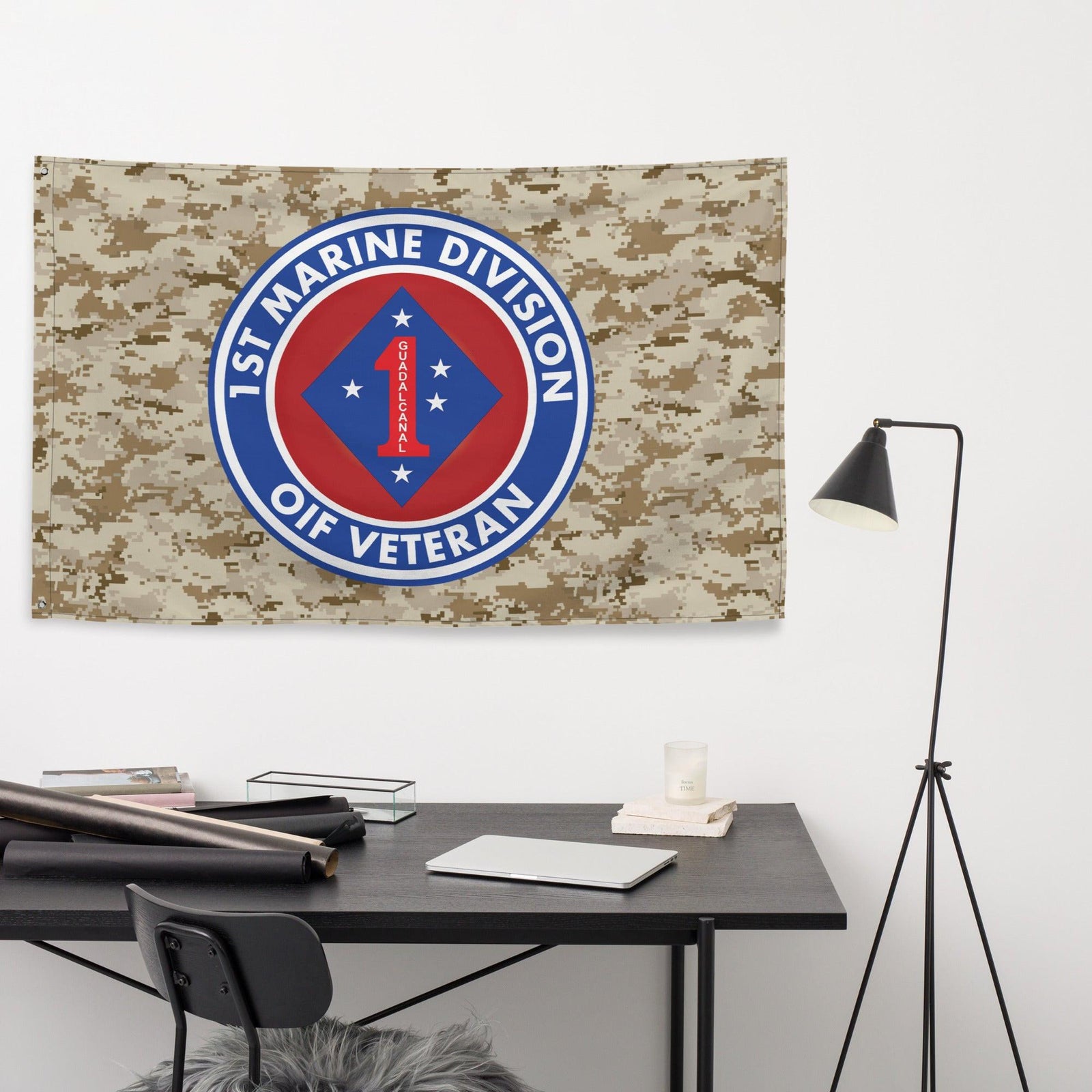 1st Marine Division OIF Veteran Emblem MARPAT Flag Tactically Acquired   