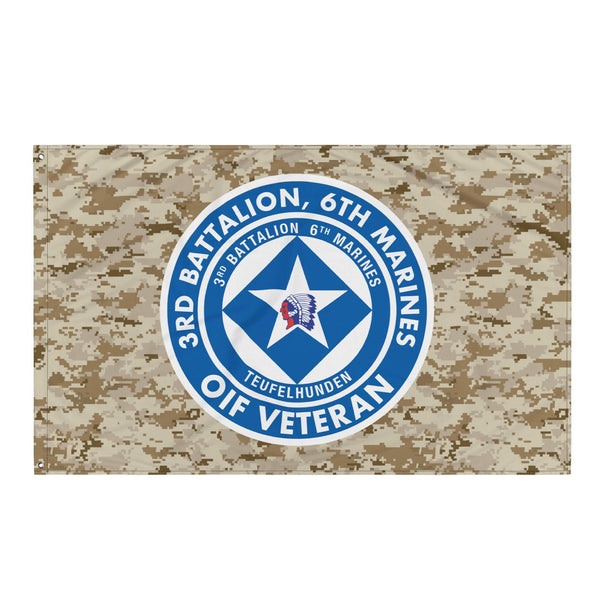 3/6 Marines OIF Veteran Emblem MARPAT Flag