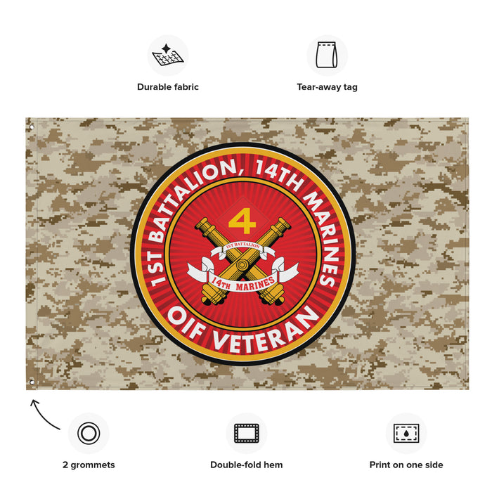 1/14 Marines OIF Veteran Emblem MARPAT Flag Tactically Acquired   