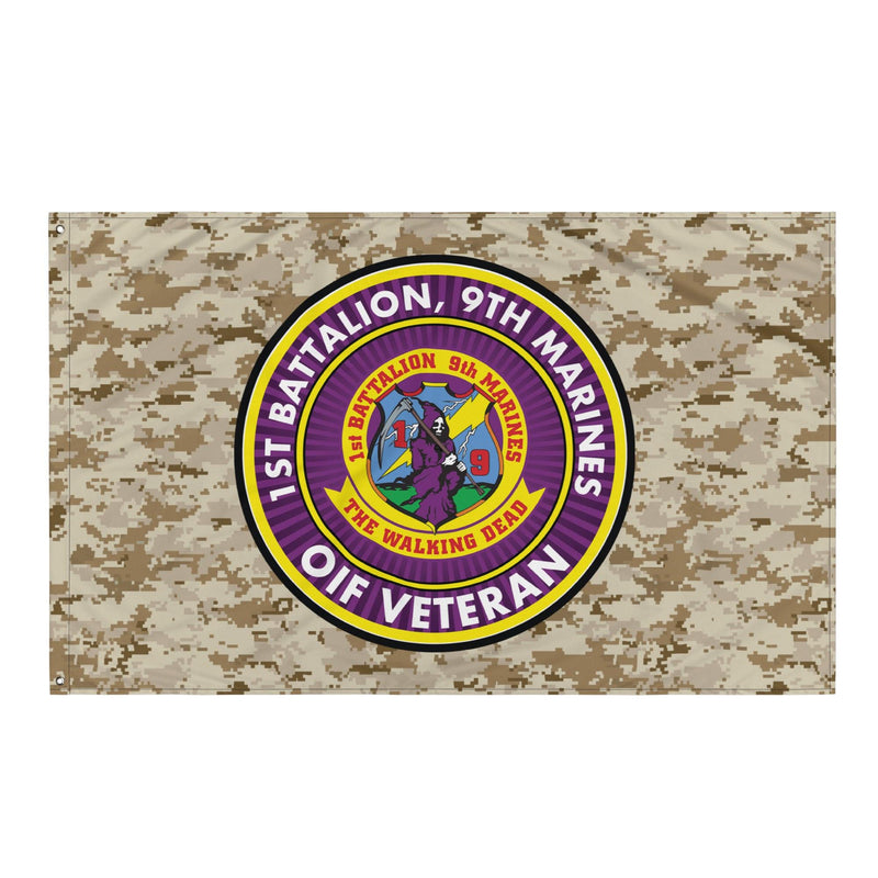 1/9 Marines OIF Veteran Emblem MARPAT Flag