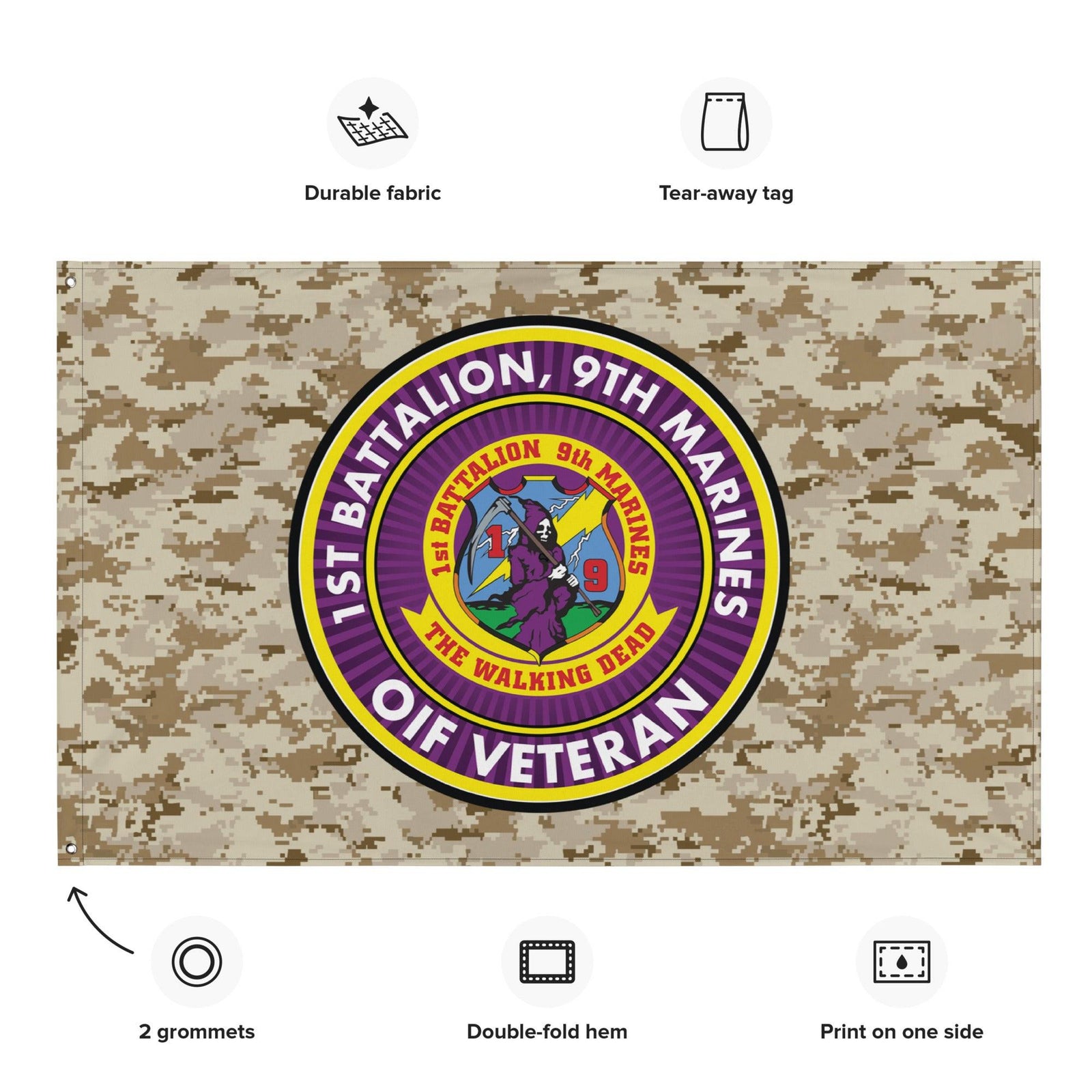 1/9 Marines OIF Veteran Emblem MARPAT Flag Tactically Acquired   