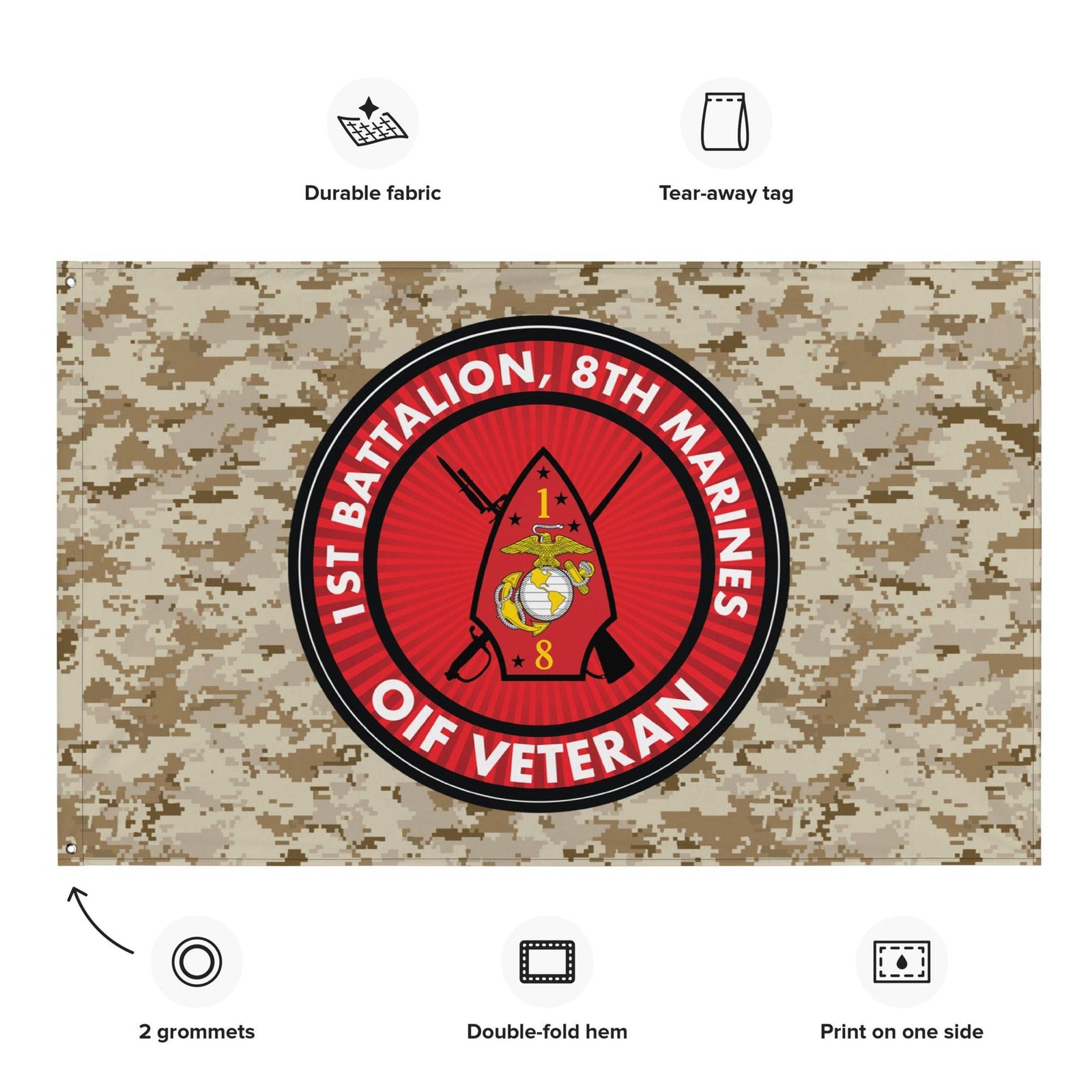 1/8 Marines OIF Veteran Emblem MARPAT Flag Tactically Acquired   