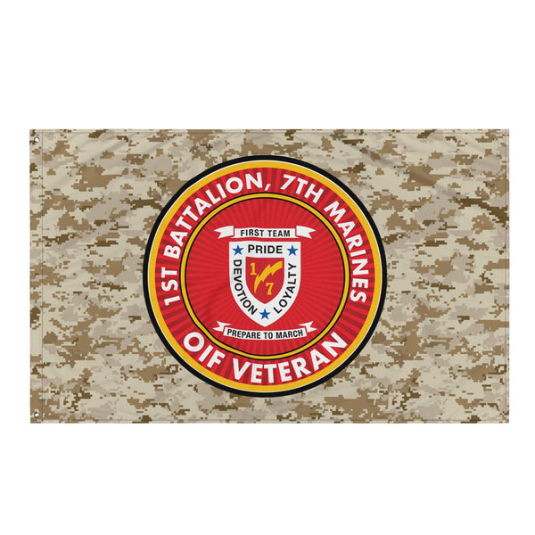 1/7 Marines OIF Veteran Emblem MARPAT Flag