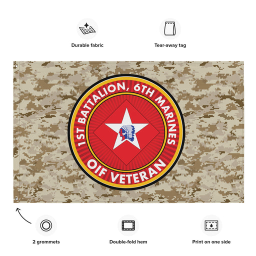 1/6 Marines OIF Veteran Emblem MARPAT Flag Tactically Acquired   