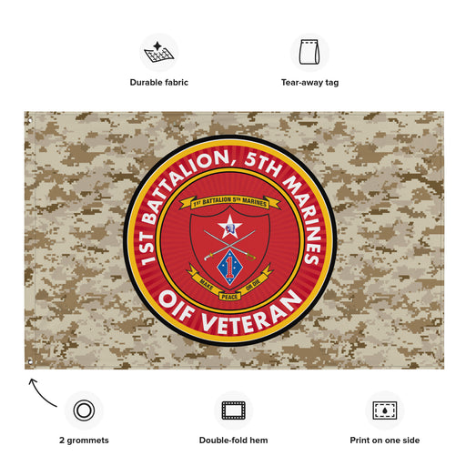 1/5 Marines OIF Veteran Emblem MARPAT Flag Tactically Acquired   