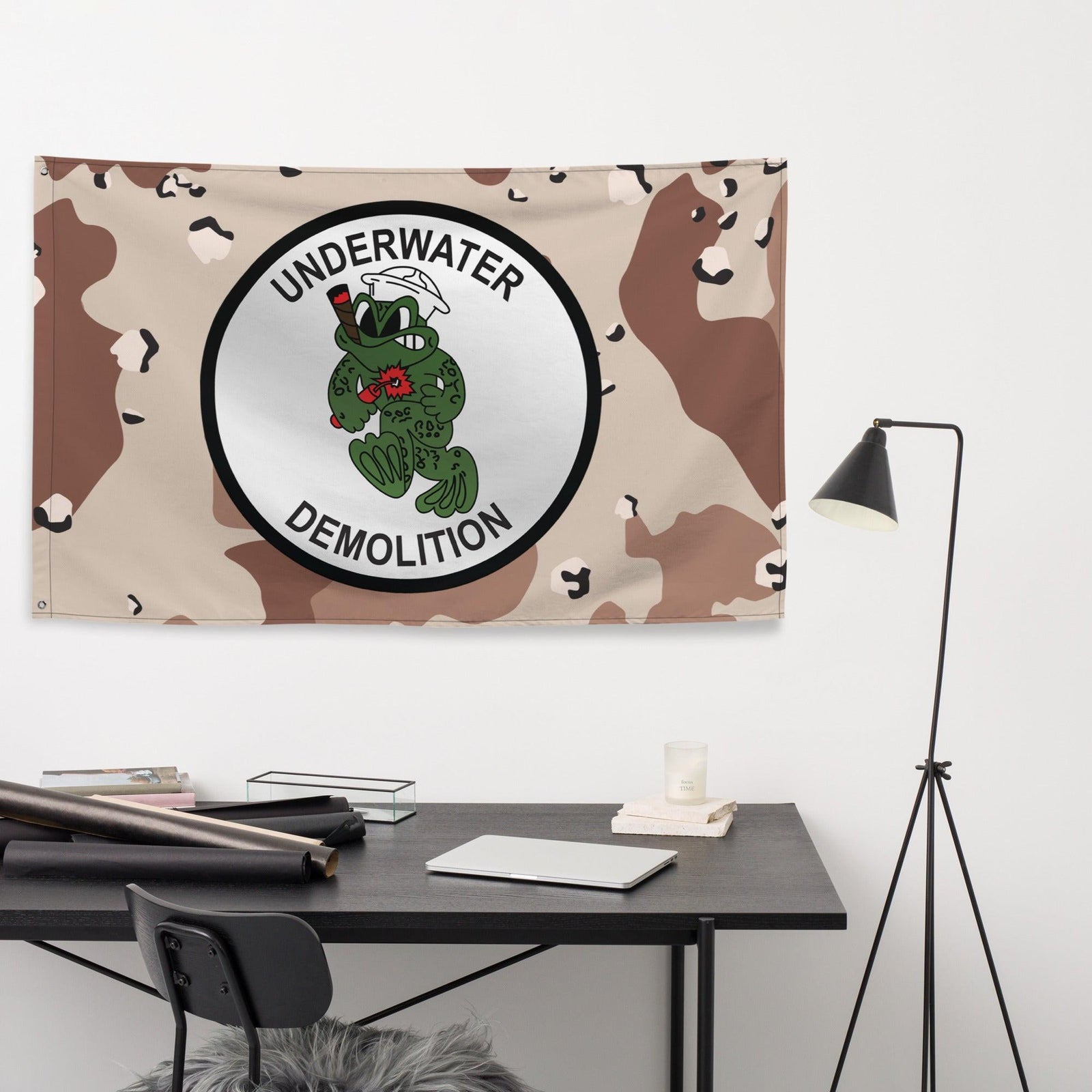 U.S. Navy Underwater Demolition UDT Chocolate Chip Camo Flag Tactically Acquired   