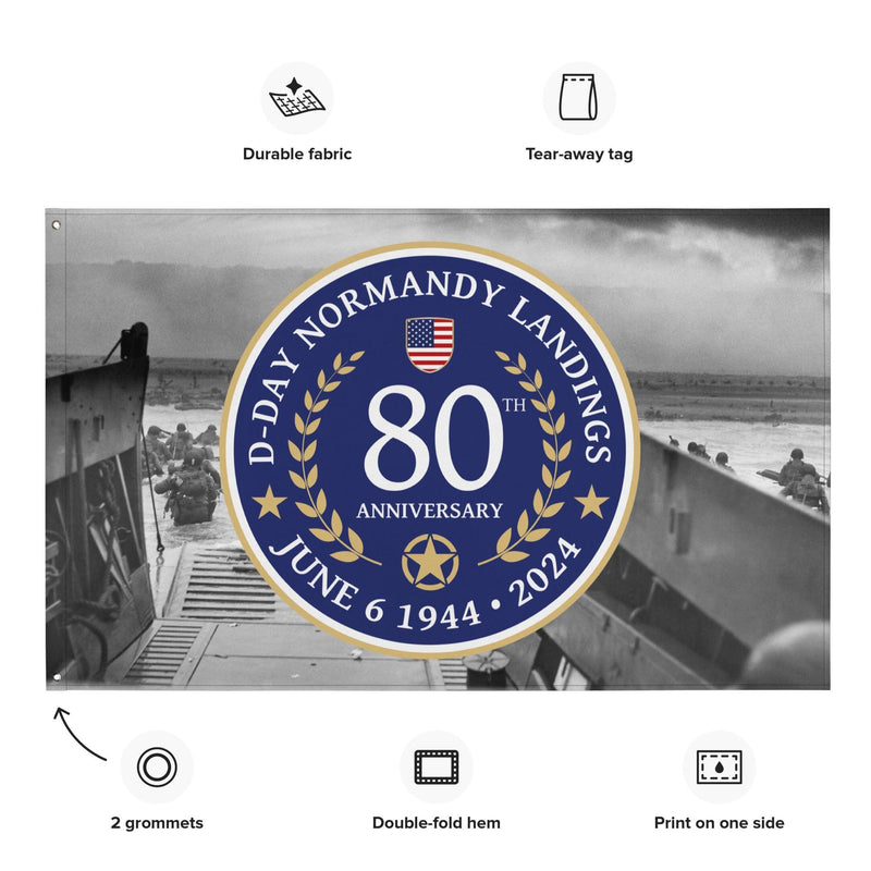 D-Day 2024 80th Anniversary Commemorative Memorial Emblem Flag