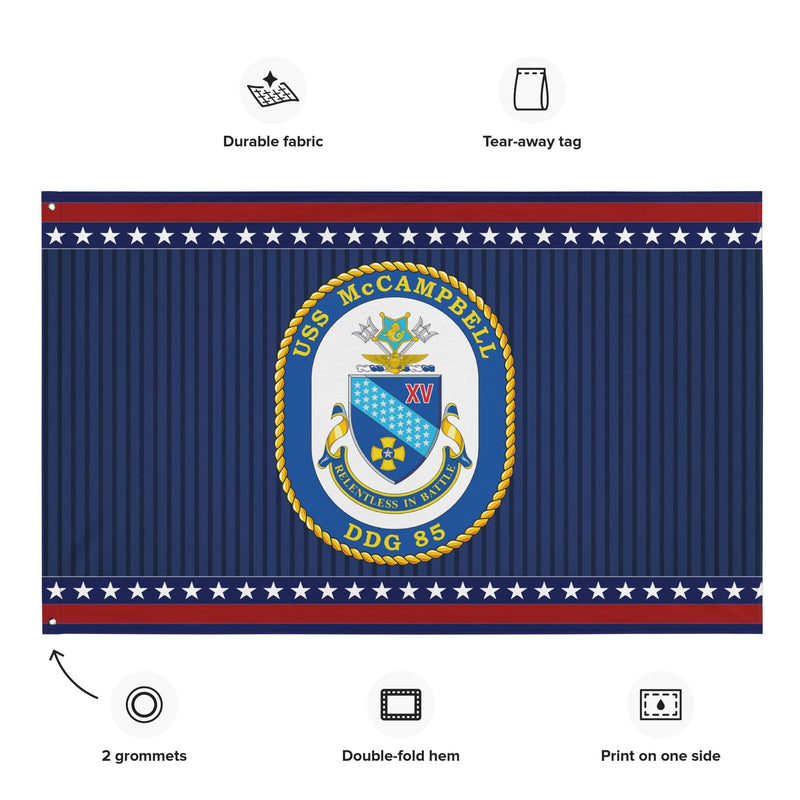 Patriotic USS McCampbell (DDG-85) Ship's Crest Wall Flag