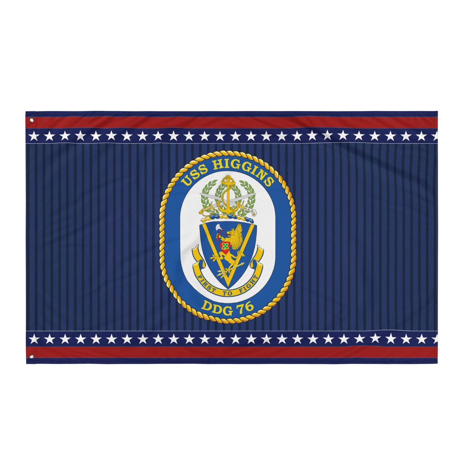 Patriotic USS Higgins (DDG-76) Ship's Crest Wall Flag Tactically Acquired Default Title  