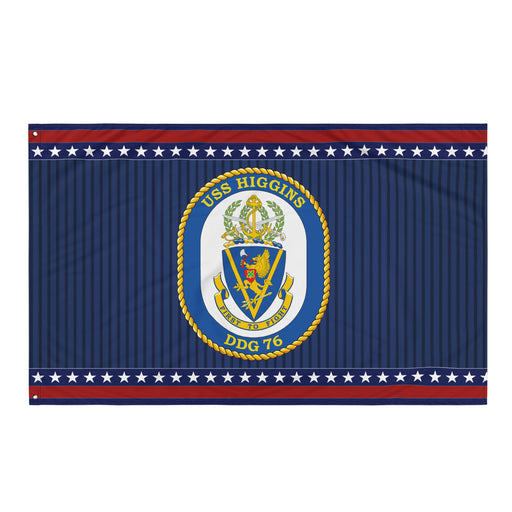 Patriotic USS Higgins (DDG-76) Ship's Crest Wall Flag Tactically Acquired Default Title  