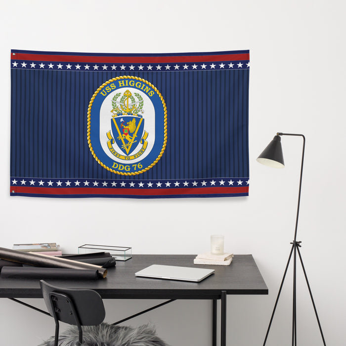 Patriotic USS Higgins (DDG-76) Ship's Crest Wall Flag Tactically Acquired   