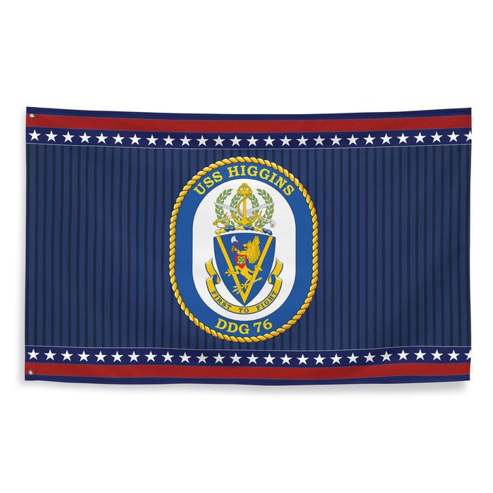 Patriotic USS Higgins (DDG-76) Ship's Crest Wall Flag Tactically Acquired   