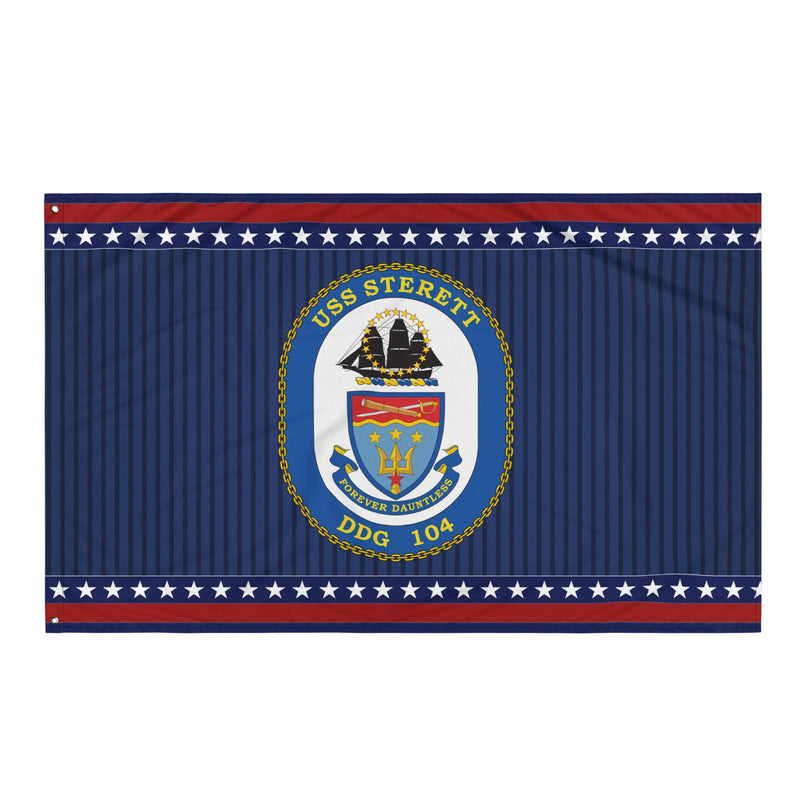Patriotic USS Sterett (DDG-104) Ship's Crest Wall Flag