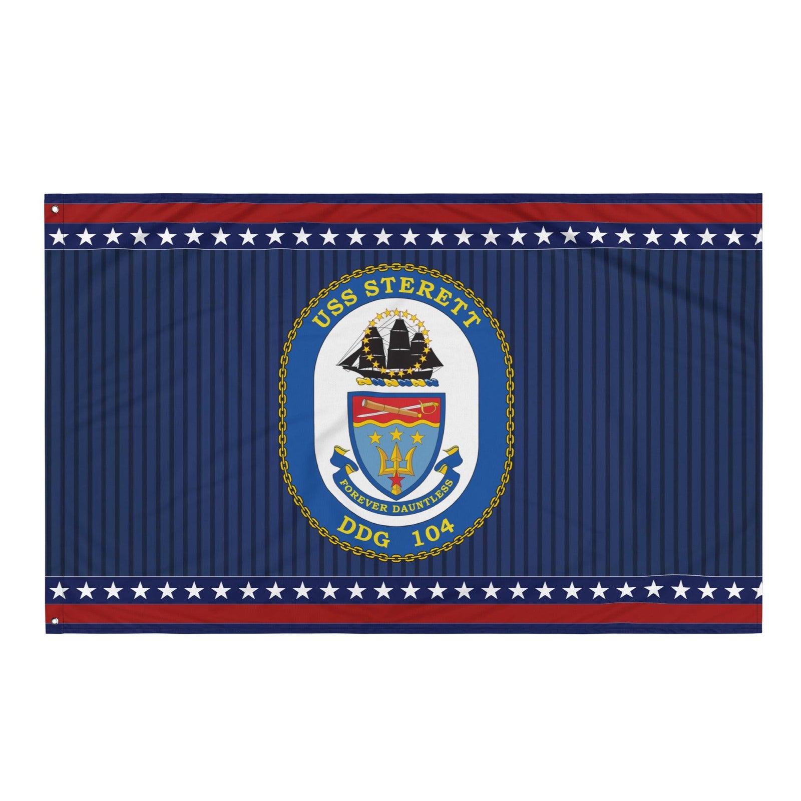 Patriotic USS Sterett (DDG-104) Ship's Crest Wall Flag Tactically Acquired Default Title  