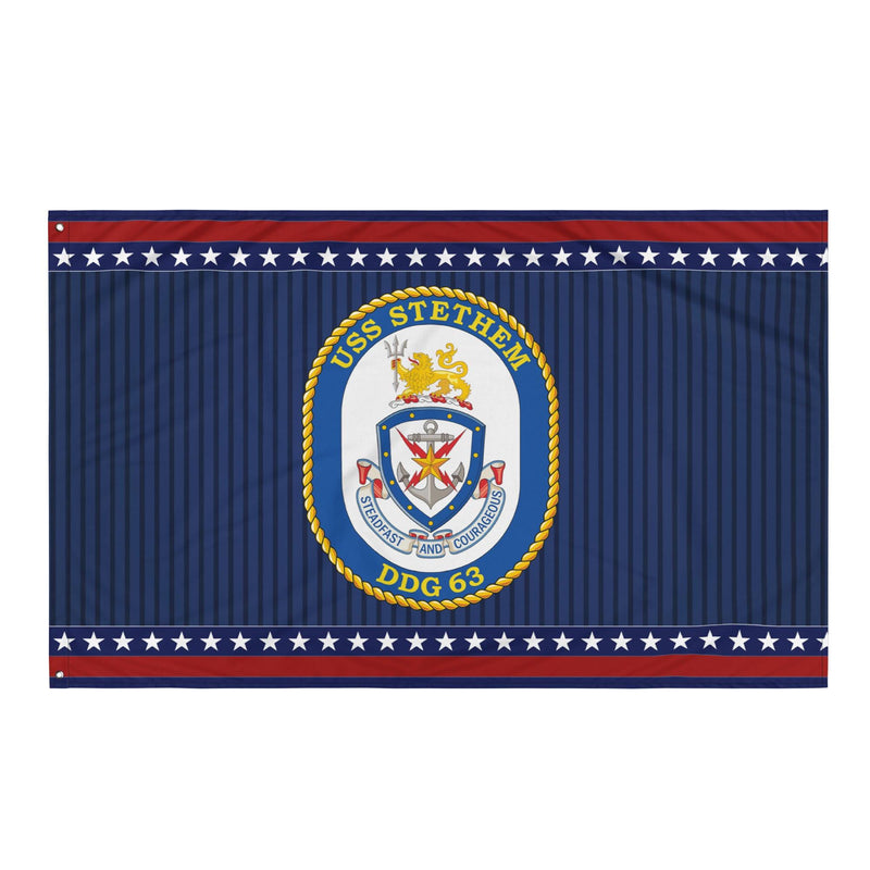 Patriotic USS Stethem (DDG-63) Ship's Crest Wall Flag