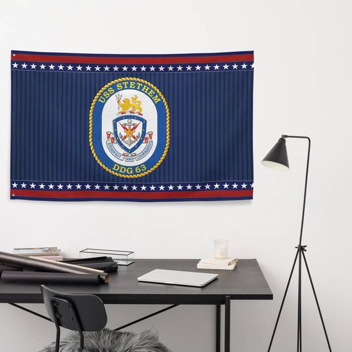 Patriotic USS Stethem (DDG-63) Ship's Crest Wall Flag Tactically Acquired   